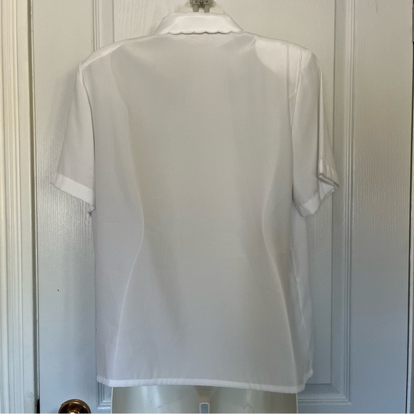 Vintage White Embroidered Short Sleeve Collar Blouse - Picture 4 of 10